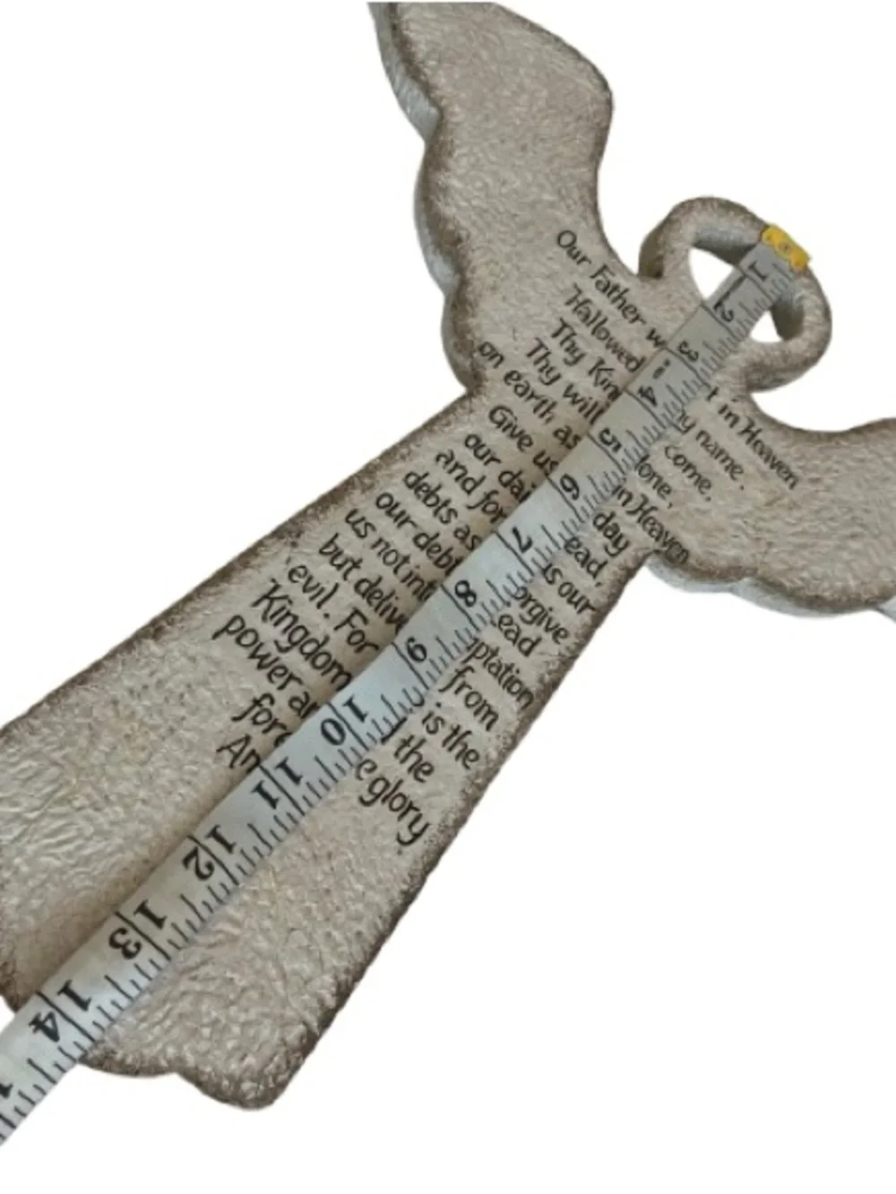 caffco Cross Angel Wall Plaque with Lord's Prayer Neutral Stone Tone Wall Decor
